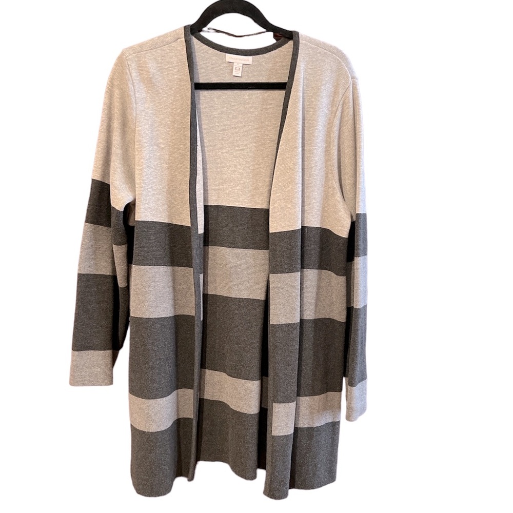 Charter Club Women's Open front Cardigan Colorblock shades of Gray Size …